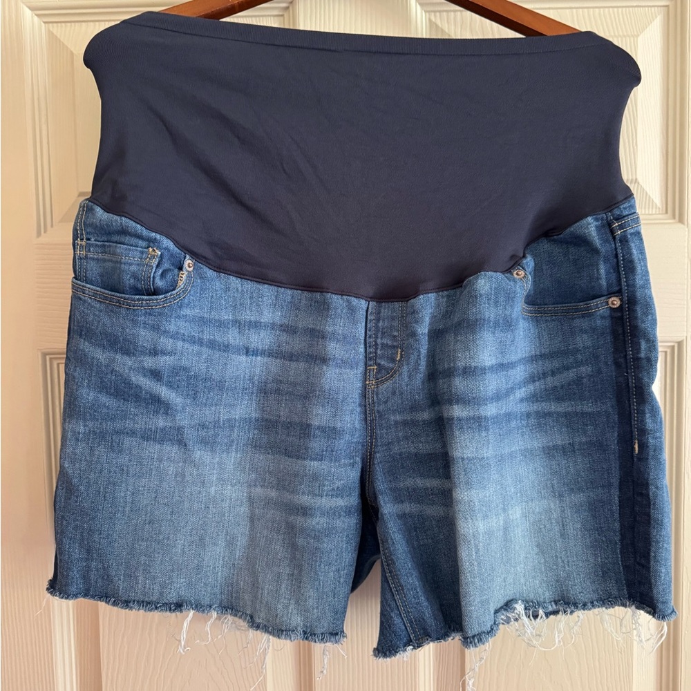Women's Blue Denim Maternity Shorts